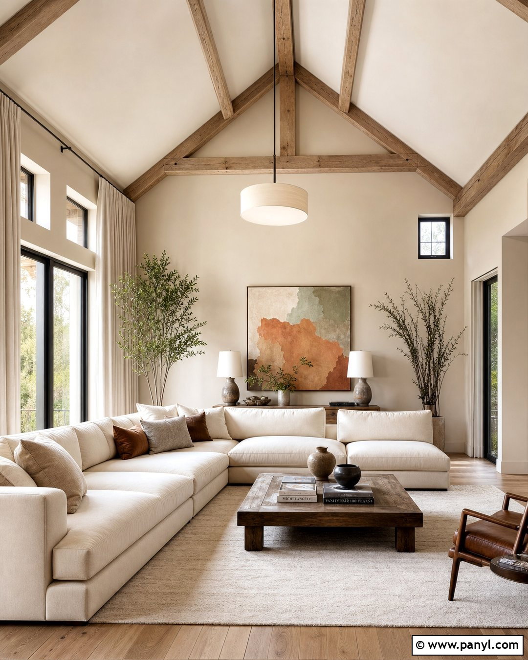 Vaulted Room With Vanilla Latte Walls - 50 Vanilla Latte Color Wall Ideas