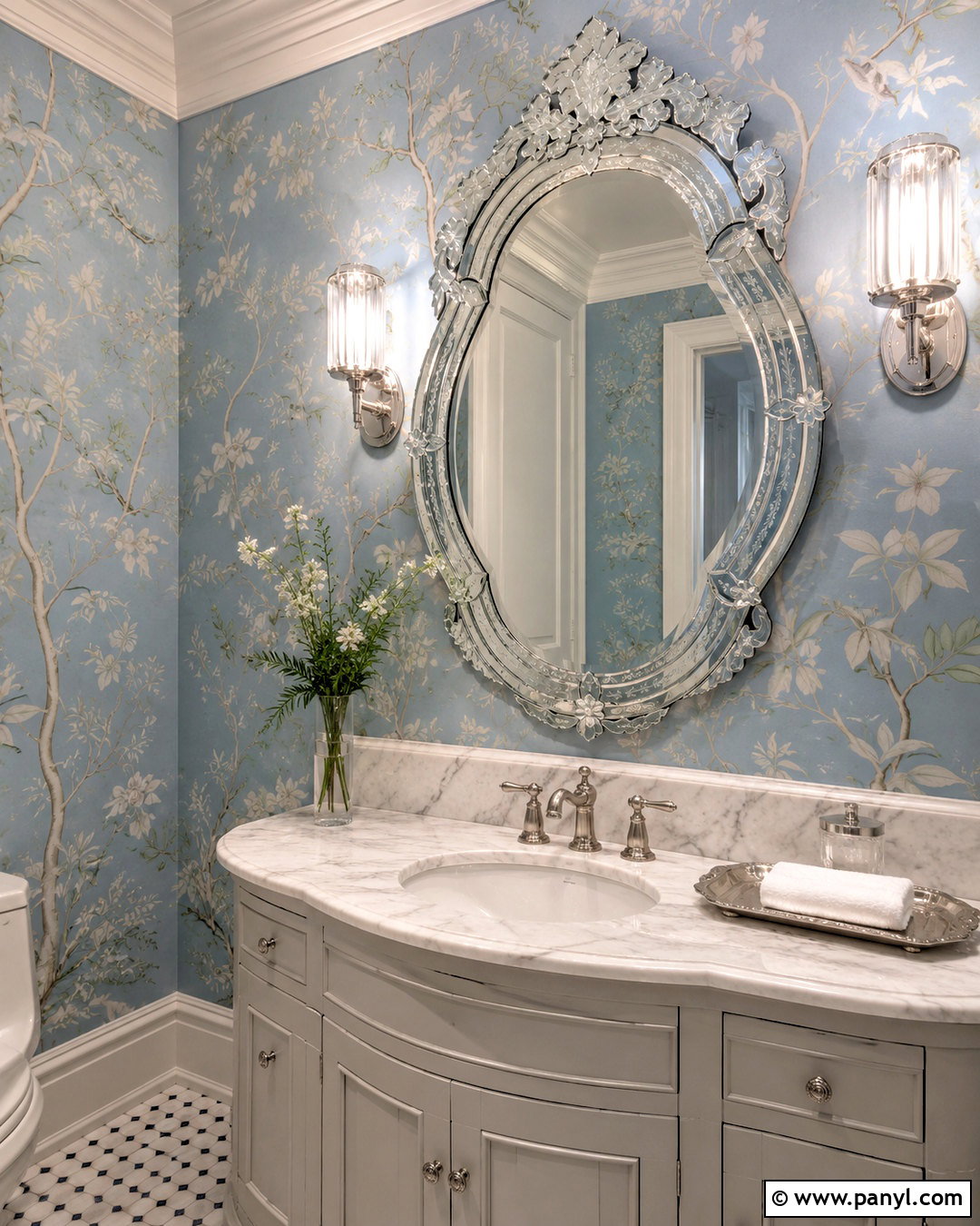 Venetian Mirror Powder Room Wall - 20 mirror wall decor ideas