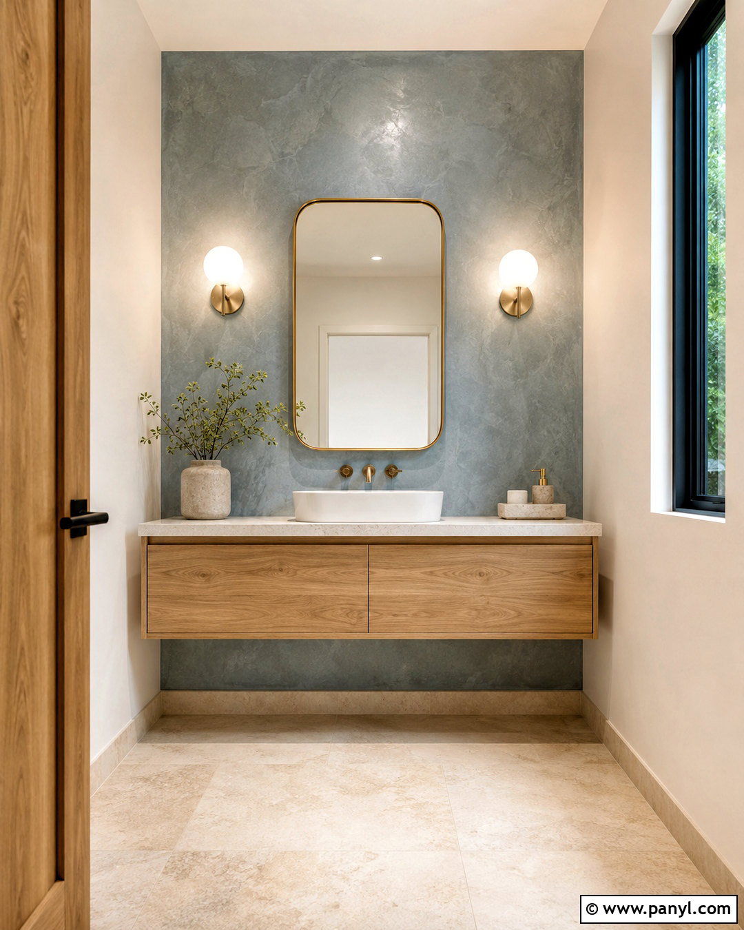 Venetian Plaster Powder Room Accent Wall - 20 powder room accent wall ideas