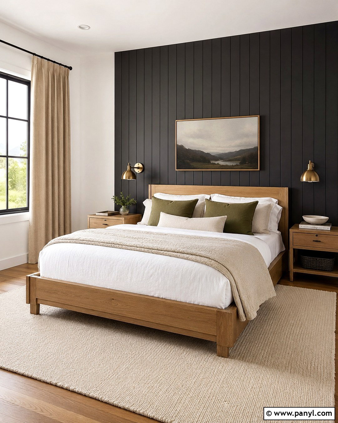 Vertical Black Shiplap Bedroom Wall - 20 Black Painted Shiplap Walls