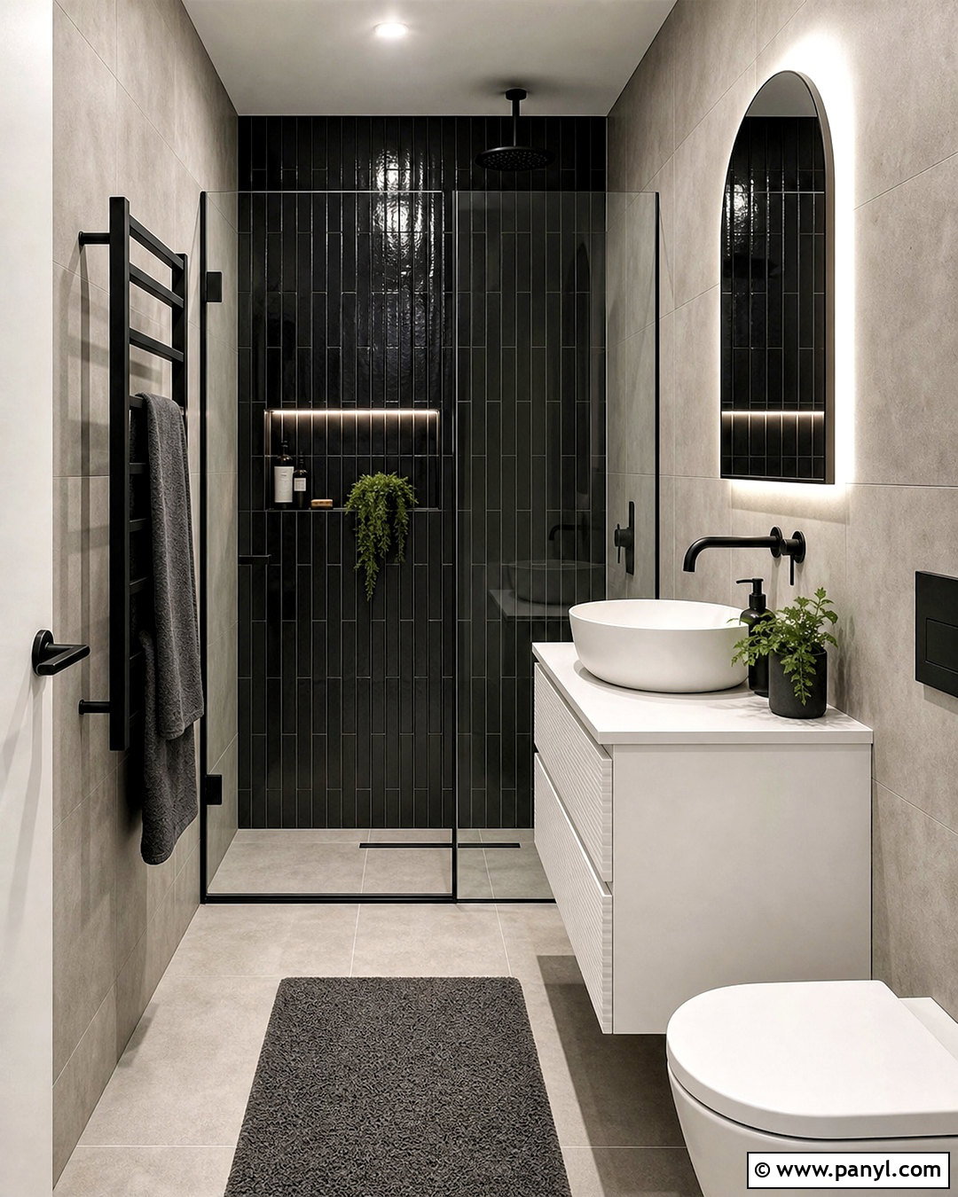 Vertical Black Tile Bathroom - 20 small black bathroom ideas