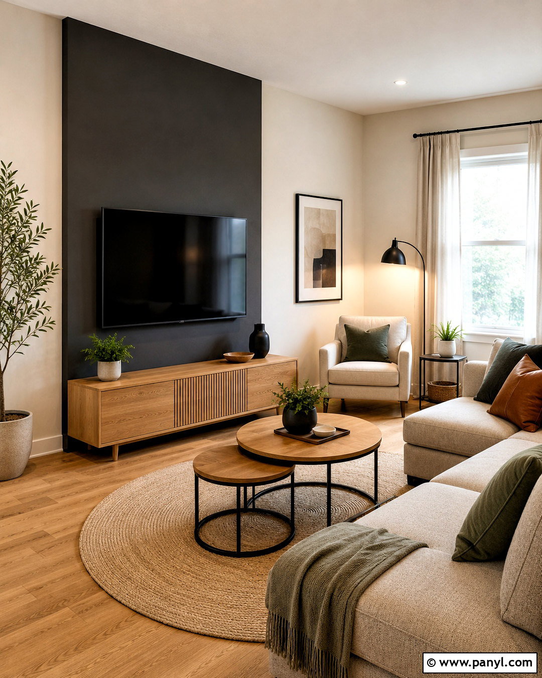 Vertical Color Block TV Wall - 20 living room tv wall paint ideas
