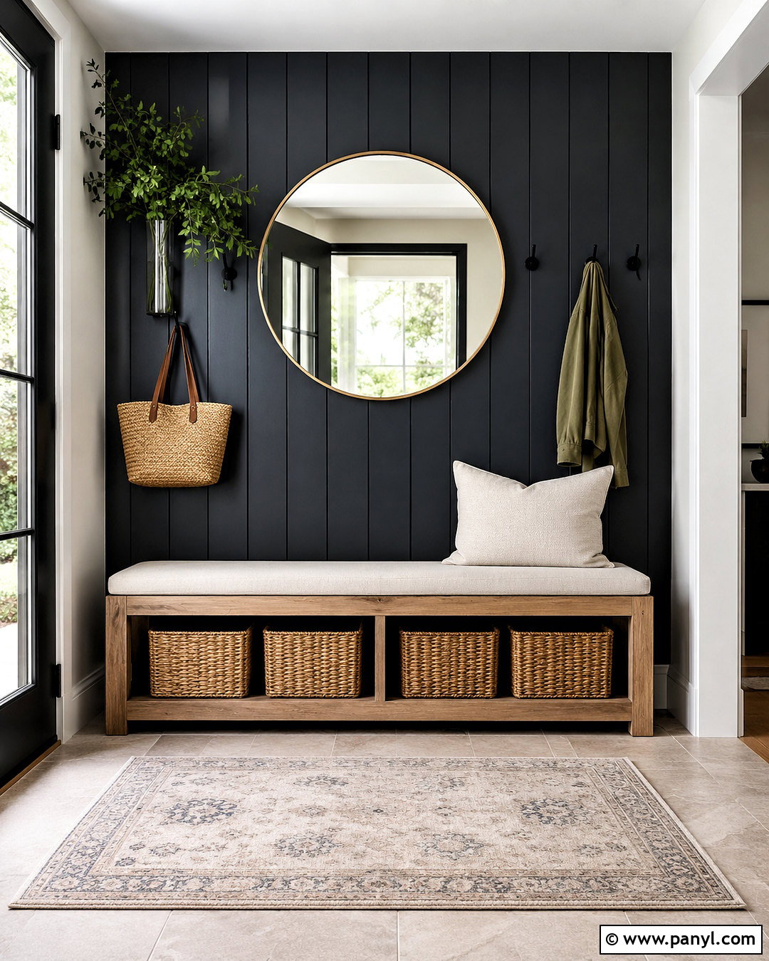 Vertical Dark Shiplap Entryway - 20 dark shiplap wall ideas