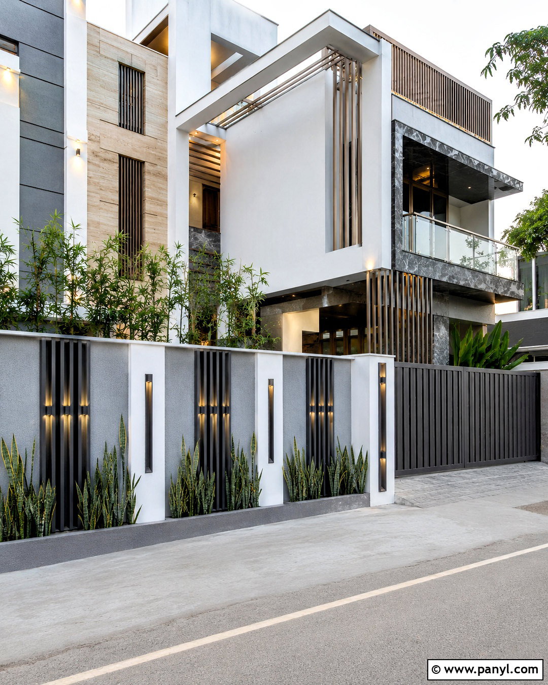 Vertical Fin Compound Wall - 20 compound wall design exterior indian simple ideas