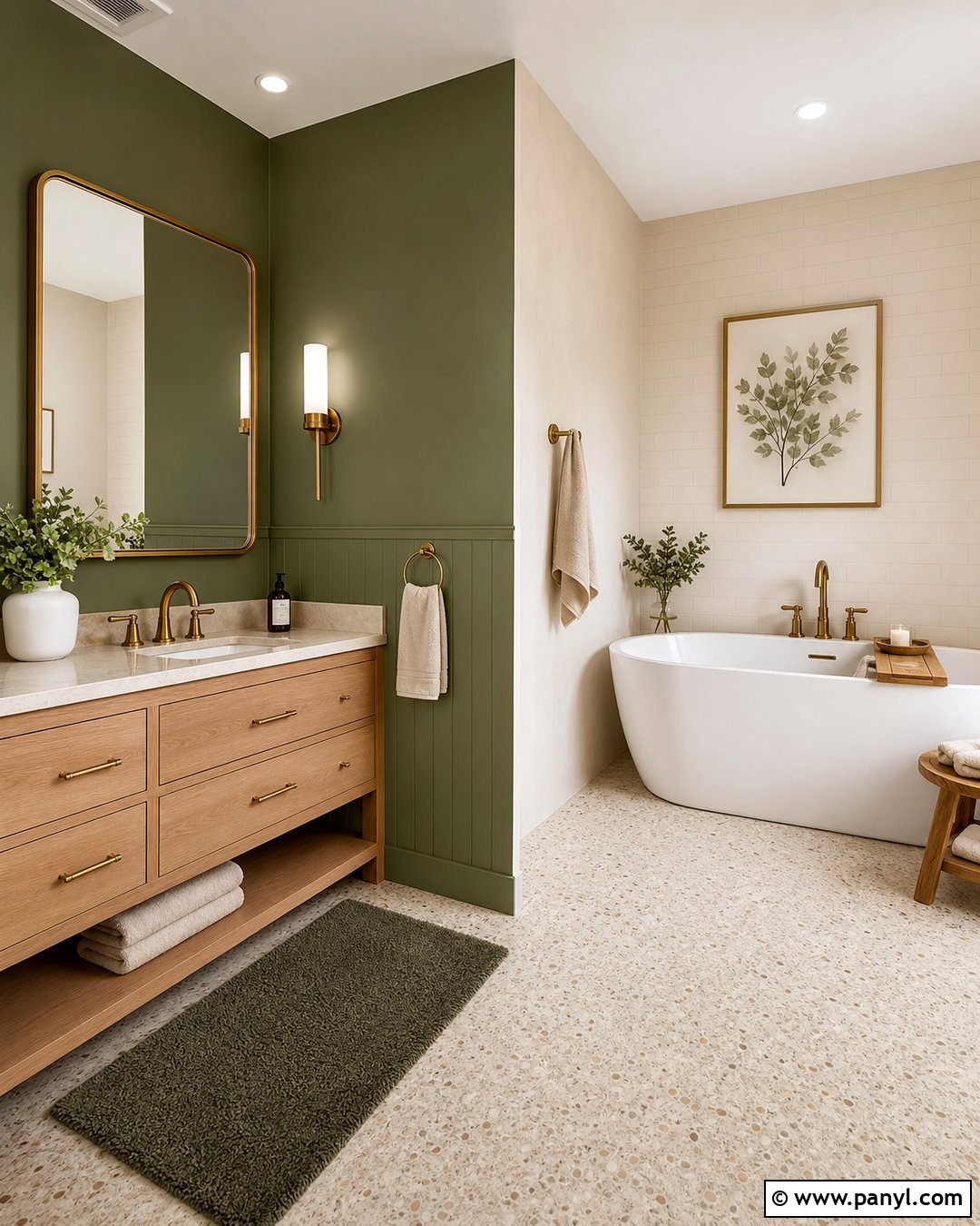 Vertical Green And Cream Bathroom Walls - 30 Two Toned Bathroom Walls