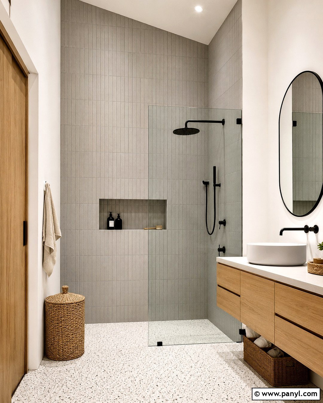 Vertical Grey Shower Walls - 20 Grey Shower Walls