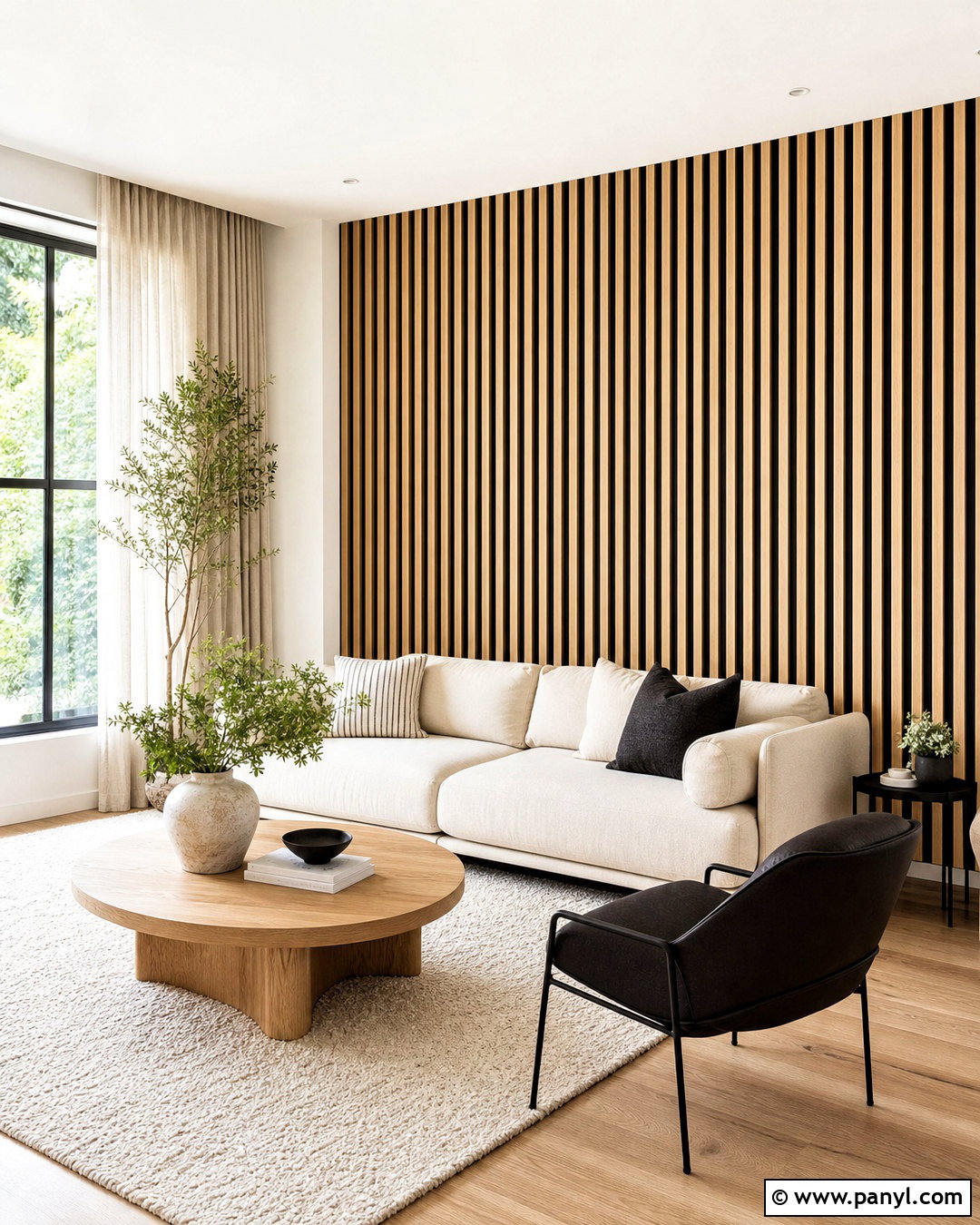 Vertical Oak Wood Accent Wall - 20 modern wood accent wall ideas