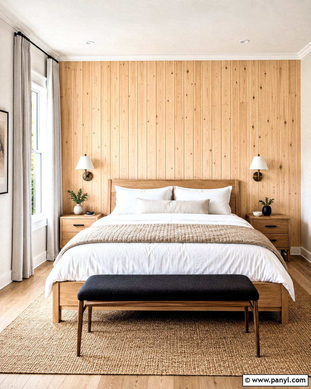 Vertical Pine Wood Accent Wall Bedroom - 20 natural wood accent wall ideas