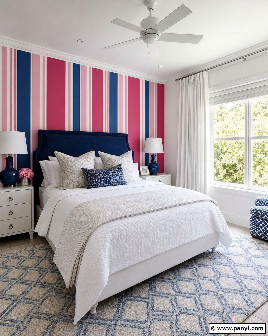 Vertical Pink Blue Fuchsia Stripe Wall - 20 pink blue fuchsia wall ideas