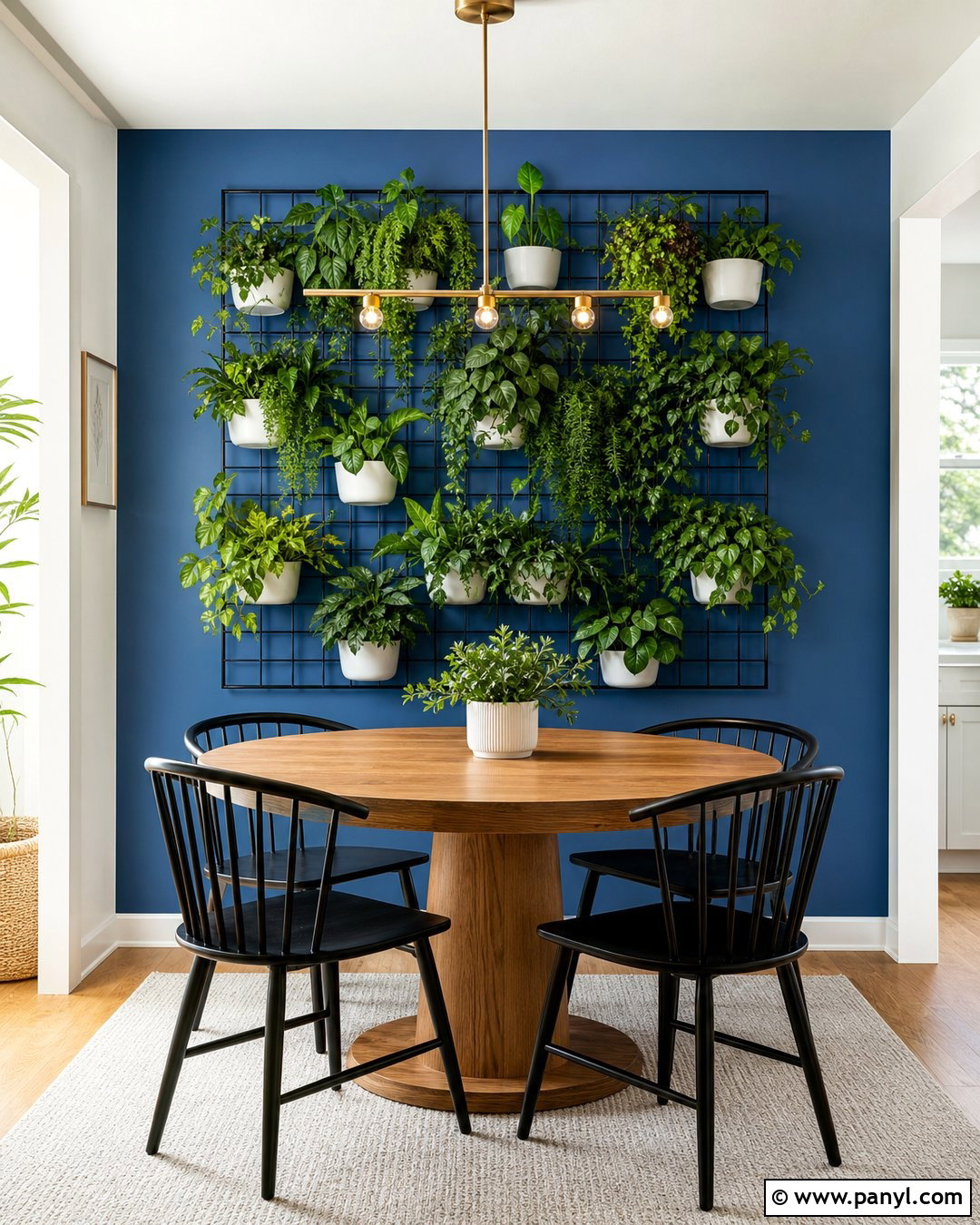 Vertical Plant Wall Against Blue Wall - 20 Green Plant Against Blue Wall Ideas