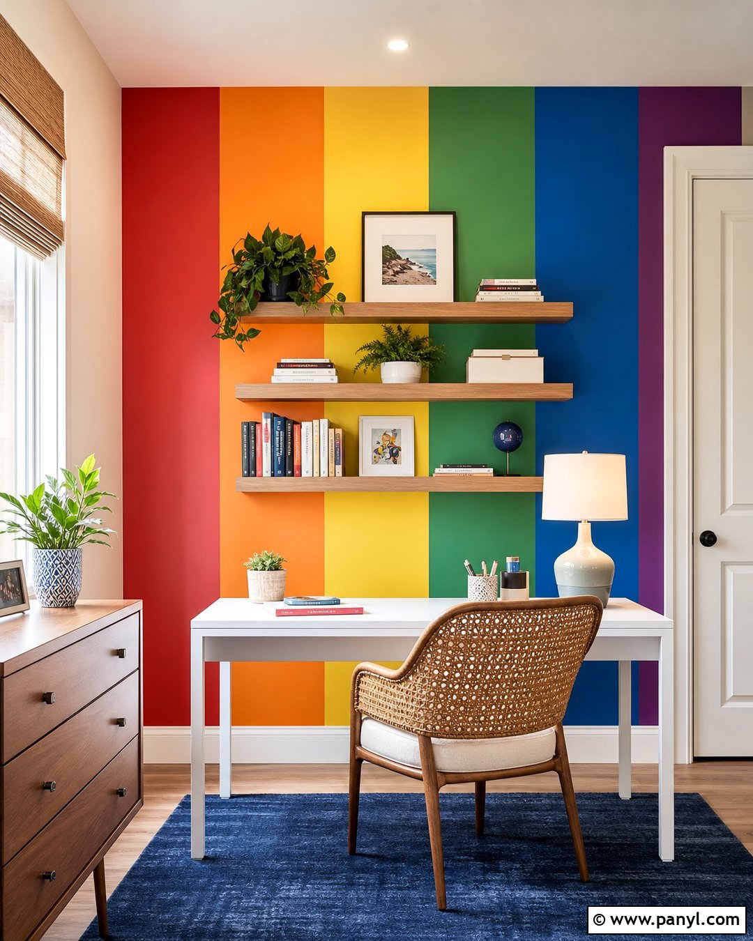 Vertical Rainbow Stripe Wall - 30 Rainbow Stripe Wall Ideas
