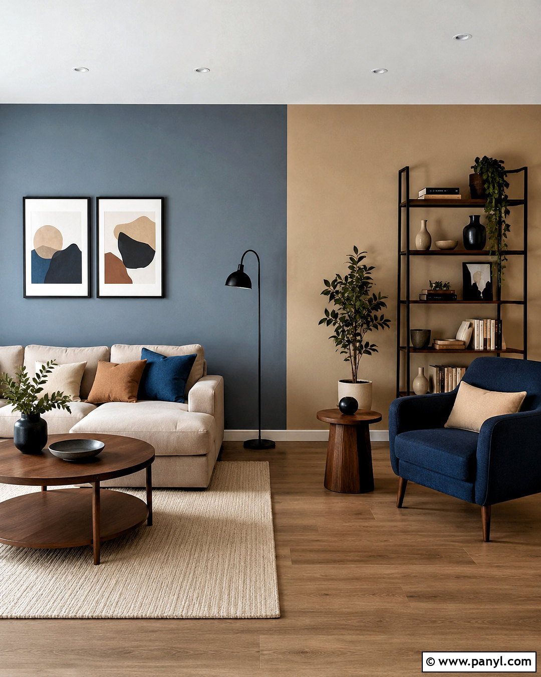 Vertical Split Painted Living Room Walls - 35 Split Painted Walls