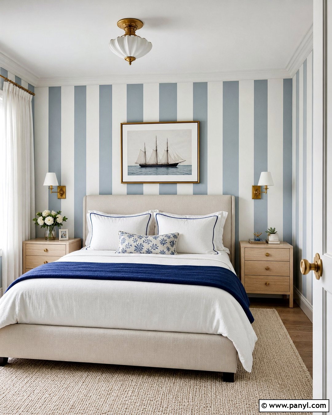 Vertical Stripe Bedroom Accent Wall - 20 Accent Wall Small Apartment Ideas