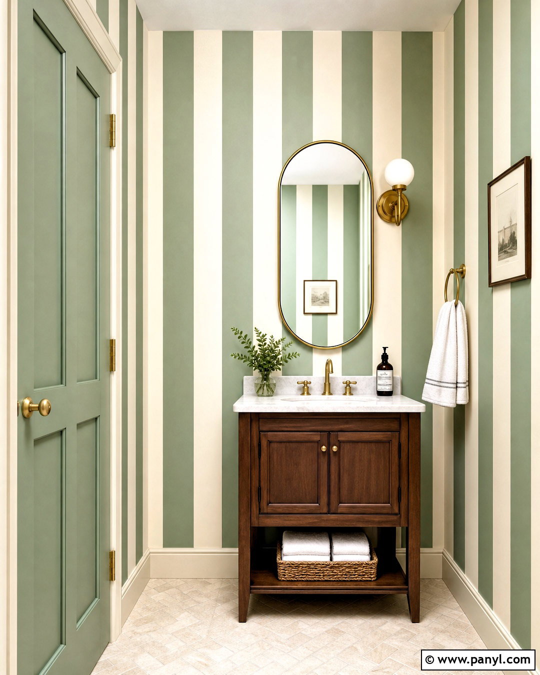 Vertical Stripe Powder Room Walls - 20 wall paint inspo ideas