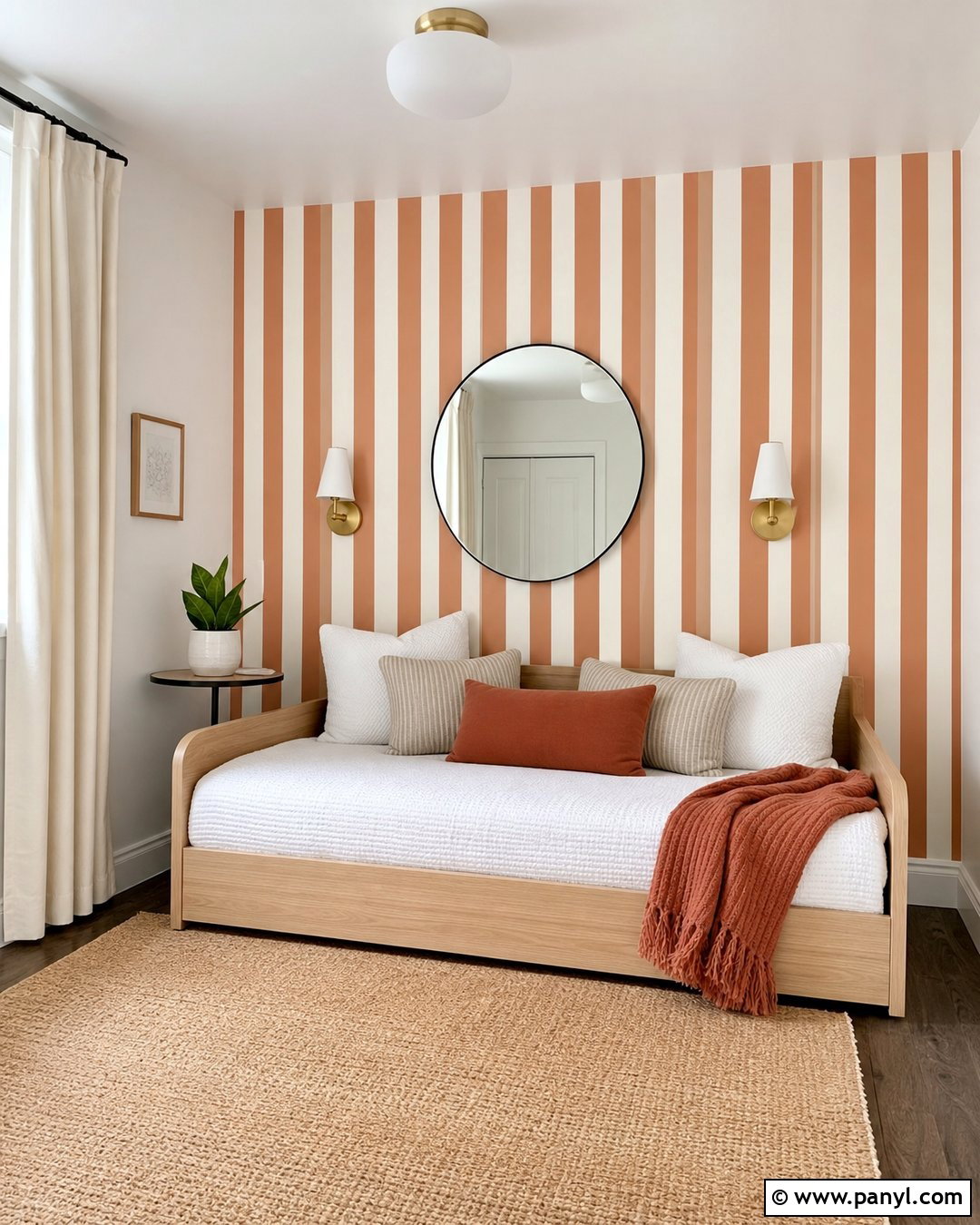 Vertical Stripe Wallpaper Accent Wall - 25 Small Room Accent Wall Ideas