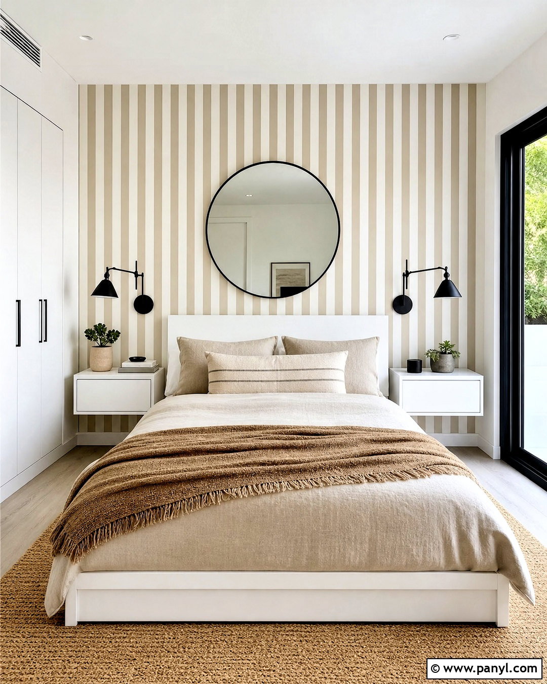 Vertical Striped Bedroom Accent Wall - 20 small bedroom accent wall ideas