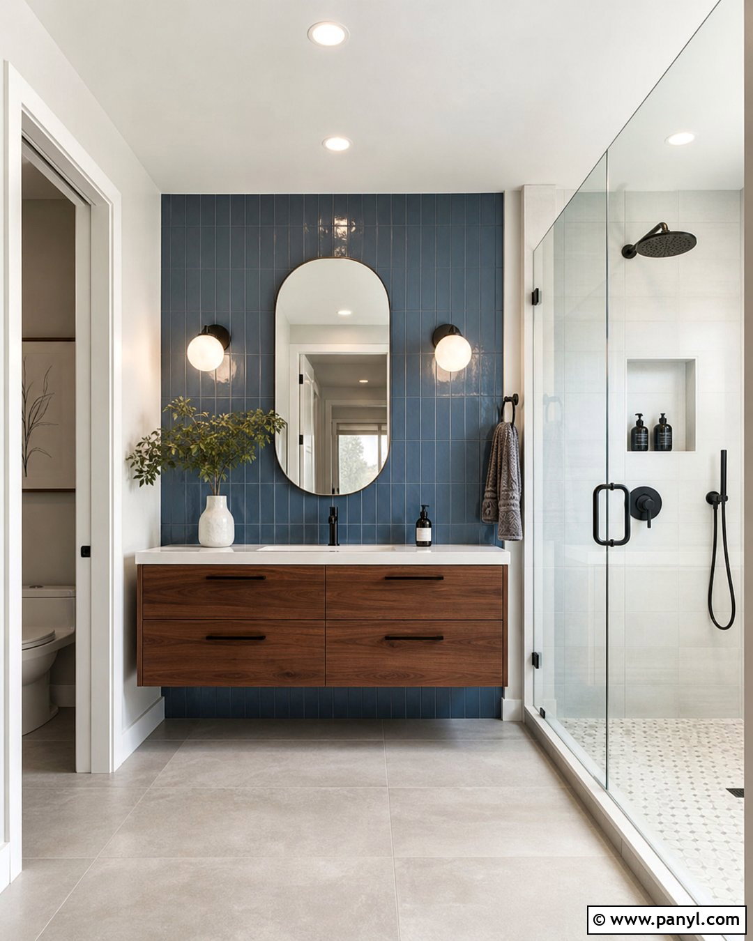 Vertical Subway Tile Bathroom Accent Wall - 20 Bathroom Accent Wall Ideas