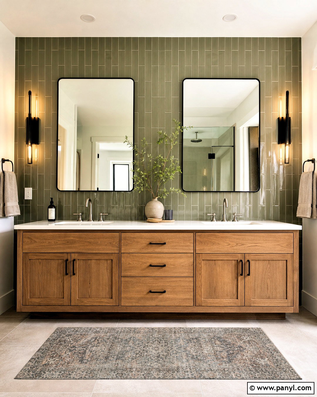 Vertical Subway Tile Bathroom Feature Wall - 20 bathroom feature wall ideas