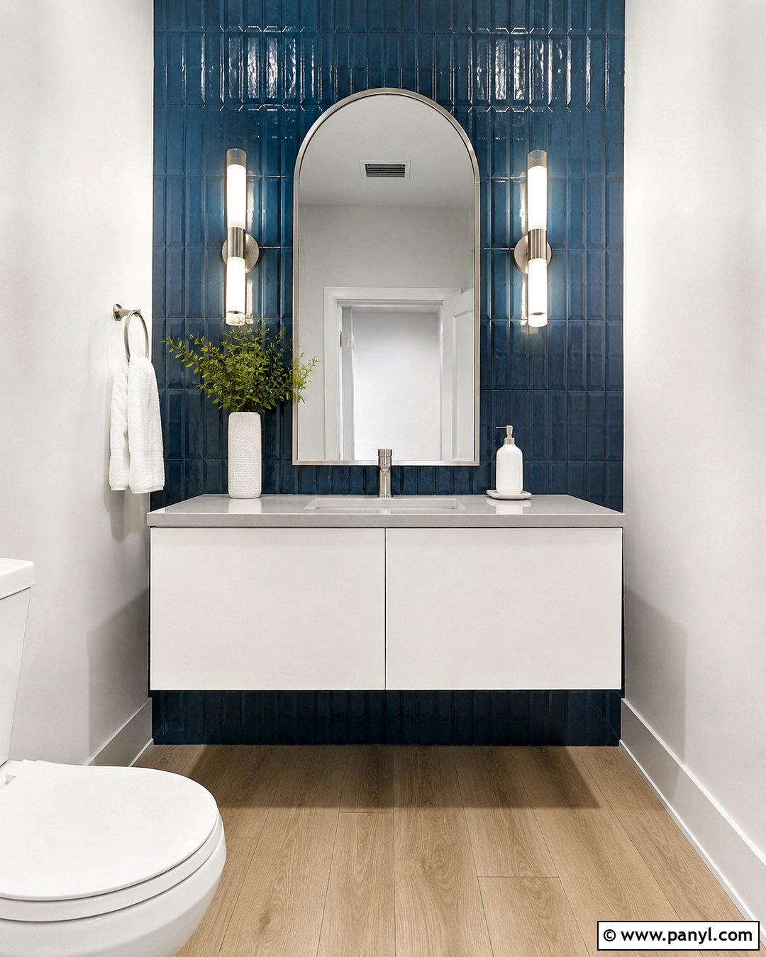 Vertical Subway Tile Powder Room Accent Wall - 20 powder room accent wall ideas