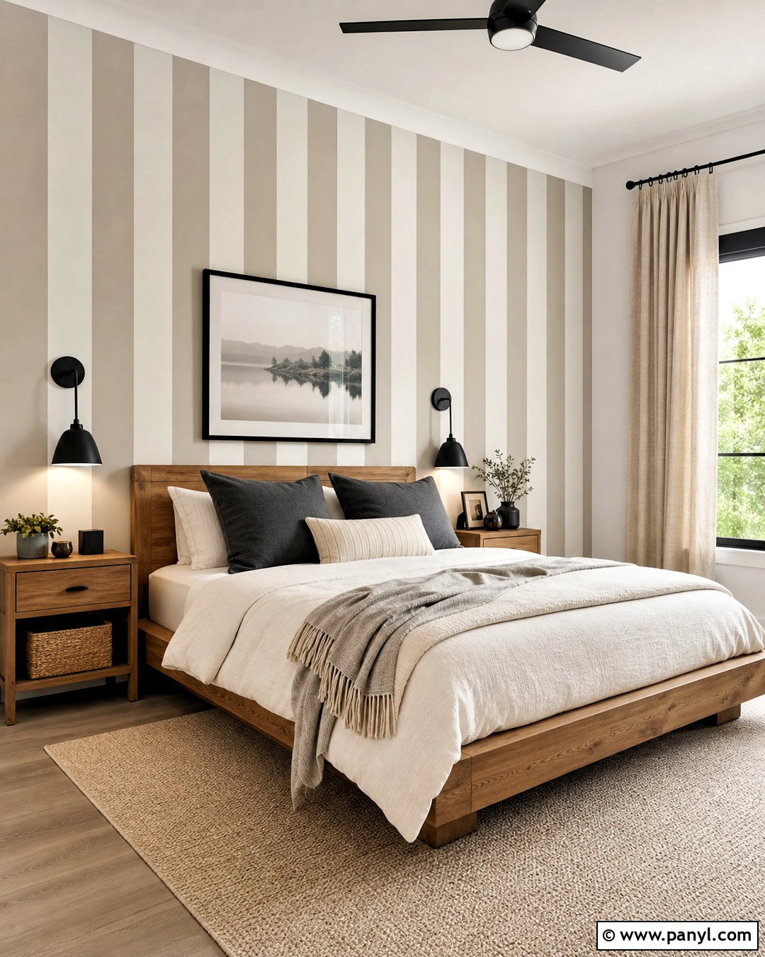 Vertical Two-Tone Striped Wall - 20 diy striped wall ideas