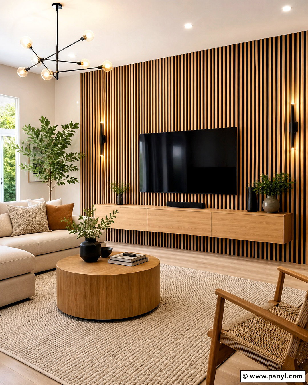 Vertical Wood Slat Accent Wall - 20 modern accent wall ideas