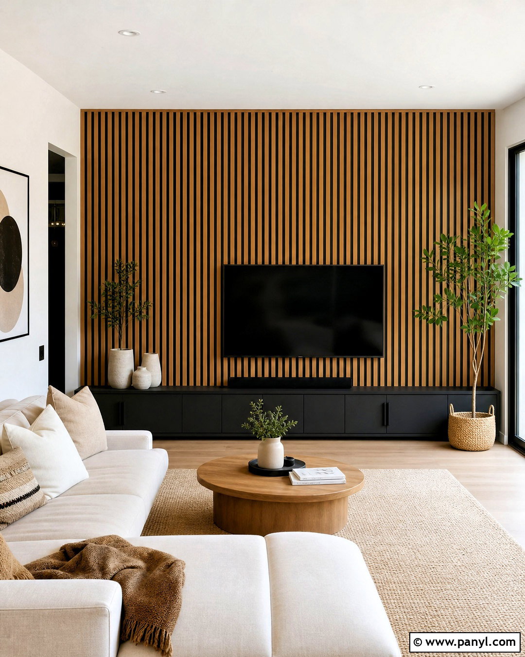 Vertical Wood Slat Accent Wall - 20 simple accent wall ideas
