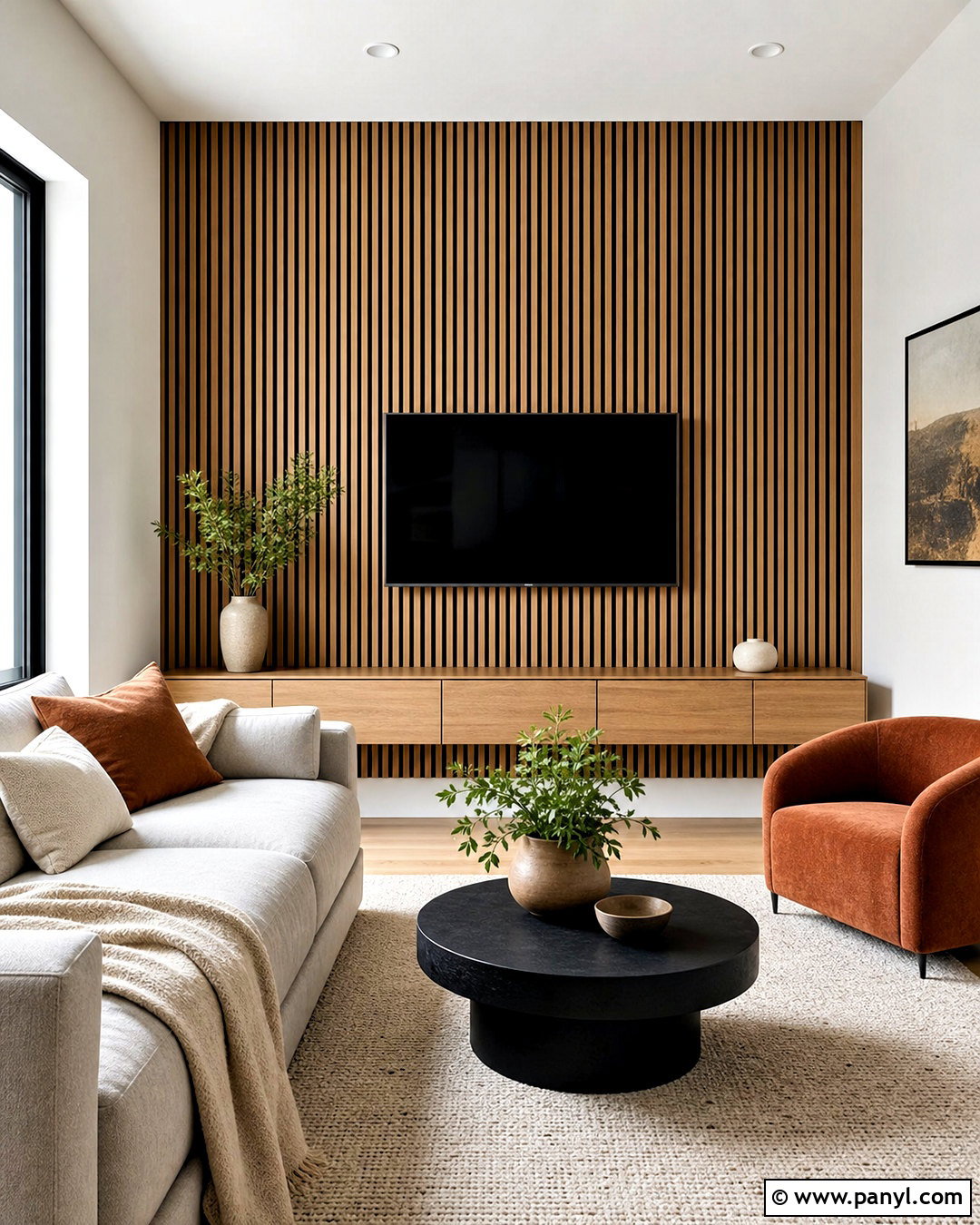 Vertical Wood Slat Accent Wall - 20 small accent wall ideas