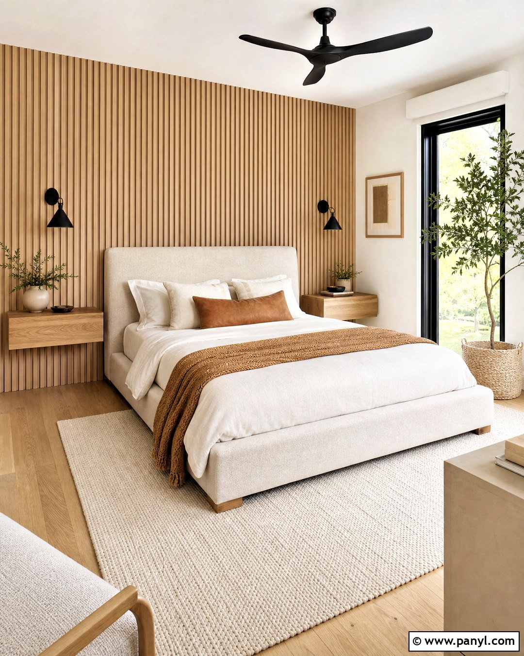Vertical Wood Slat Accent Wall - 20 wood accent wall bedroom ideas