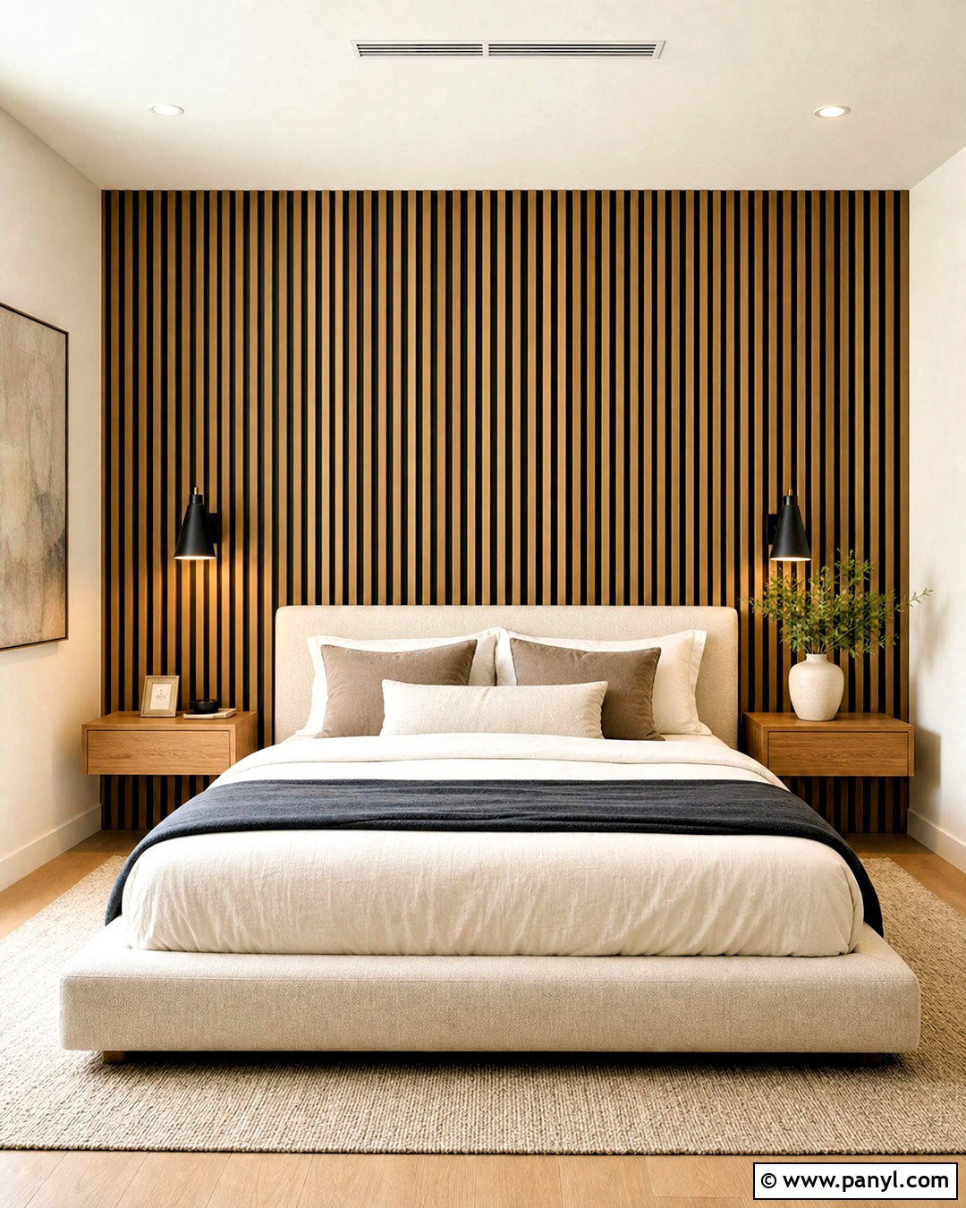 Vertical Wood Slat Bedroom Accent Wall - 20 small bedroom accent wall ideas