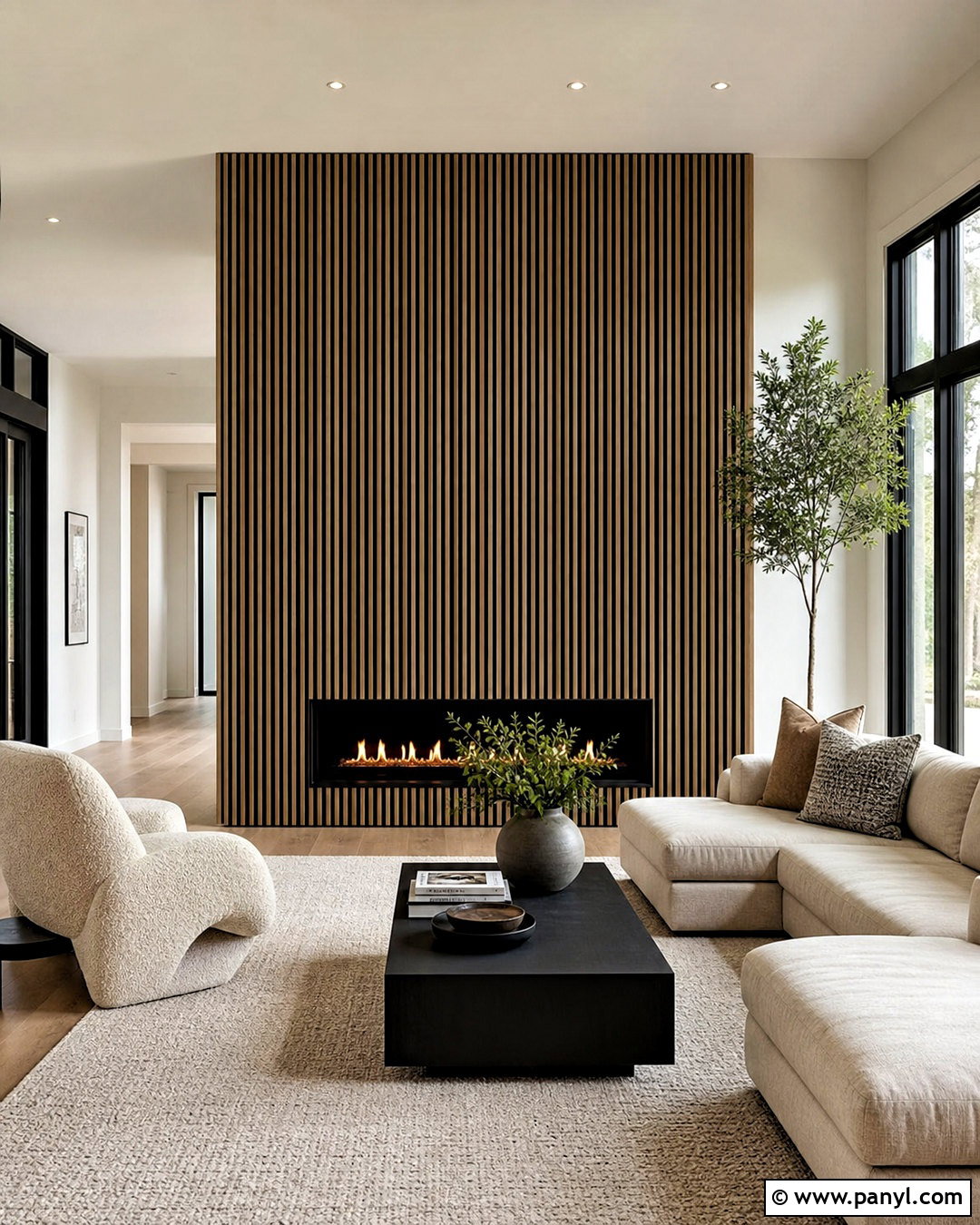 Vertical Wood Slat Fireplace Accent Wall - 20 accent wall fireplace living room ideas