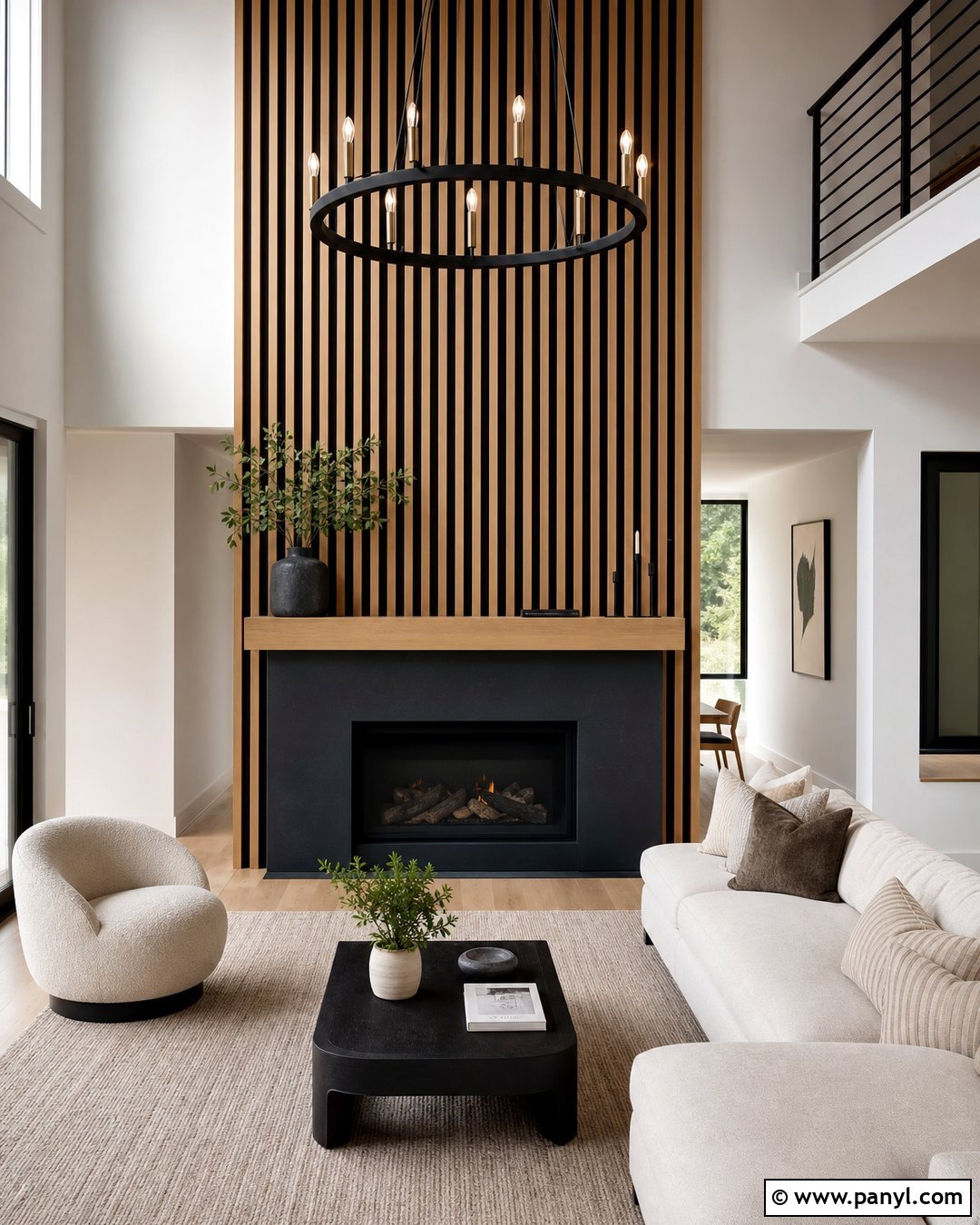 Vertical Wood Slat Fireplace Accent Wall - 25 Accent Wall Above Fireplace Ideas