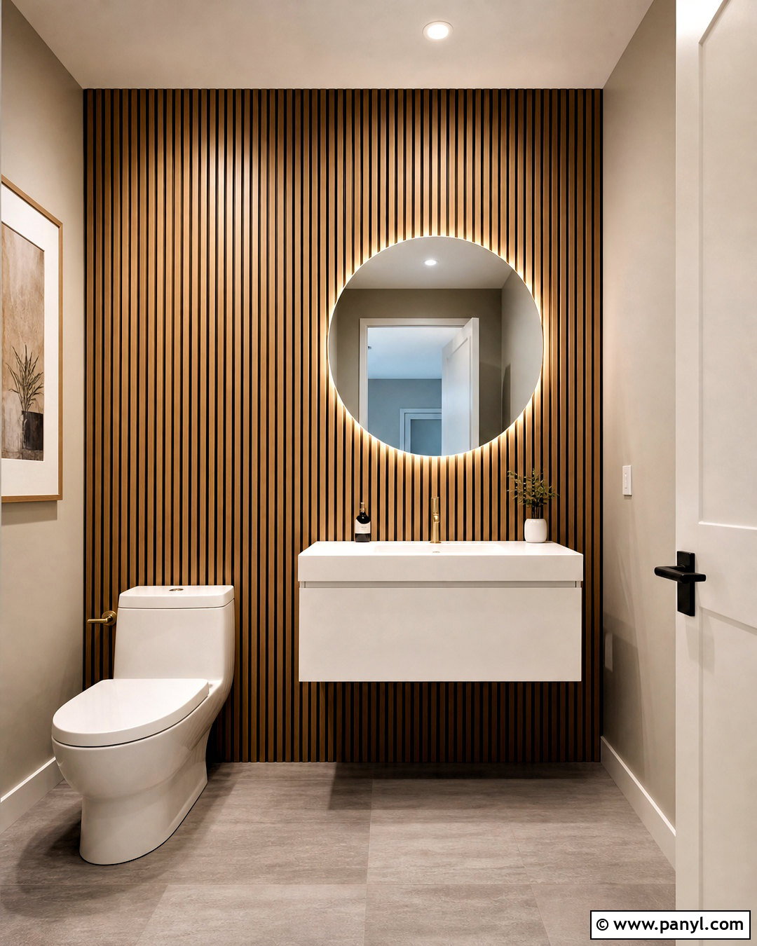 Vertical Wood Slat Half Bath Accent Wall - 20 half bath accent wall ideas