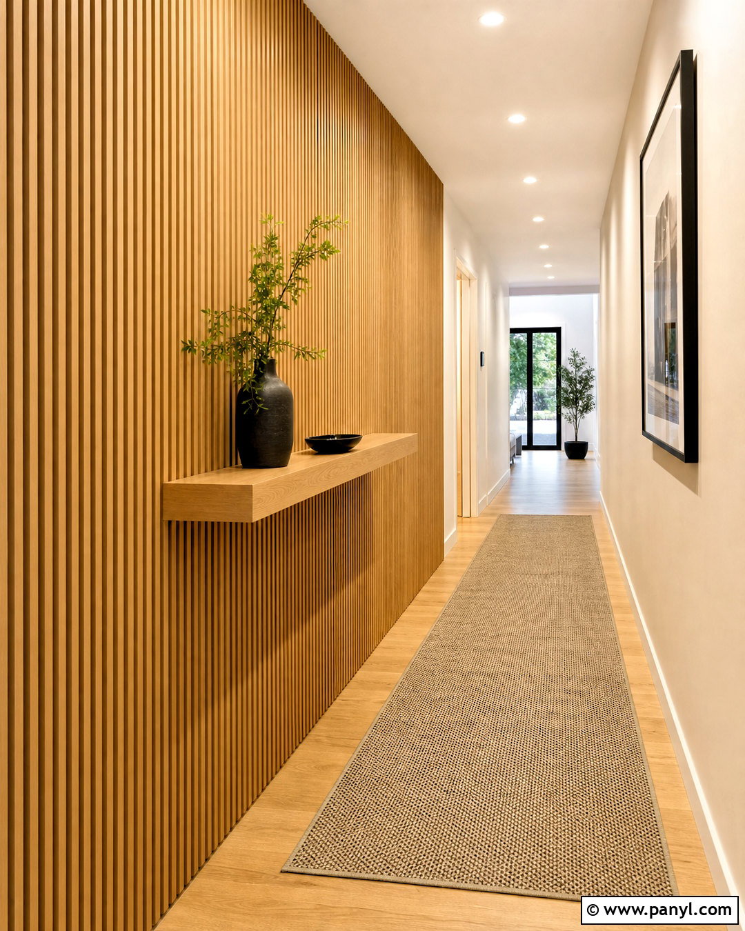 Vertical Wood Wall In A Hallway - 20 wood interior walls