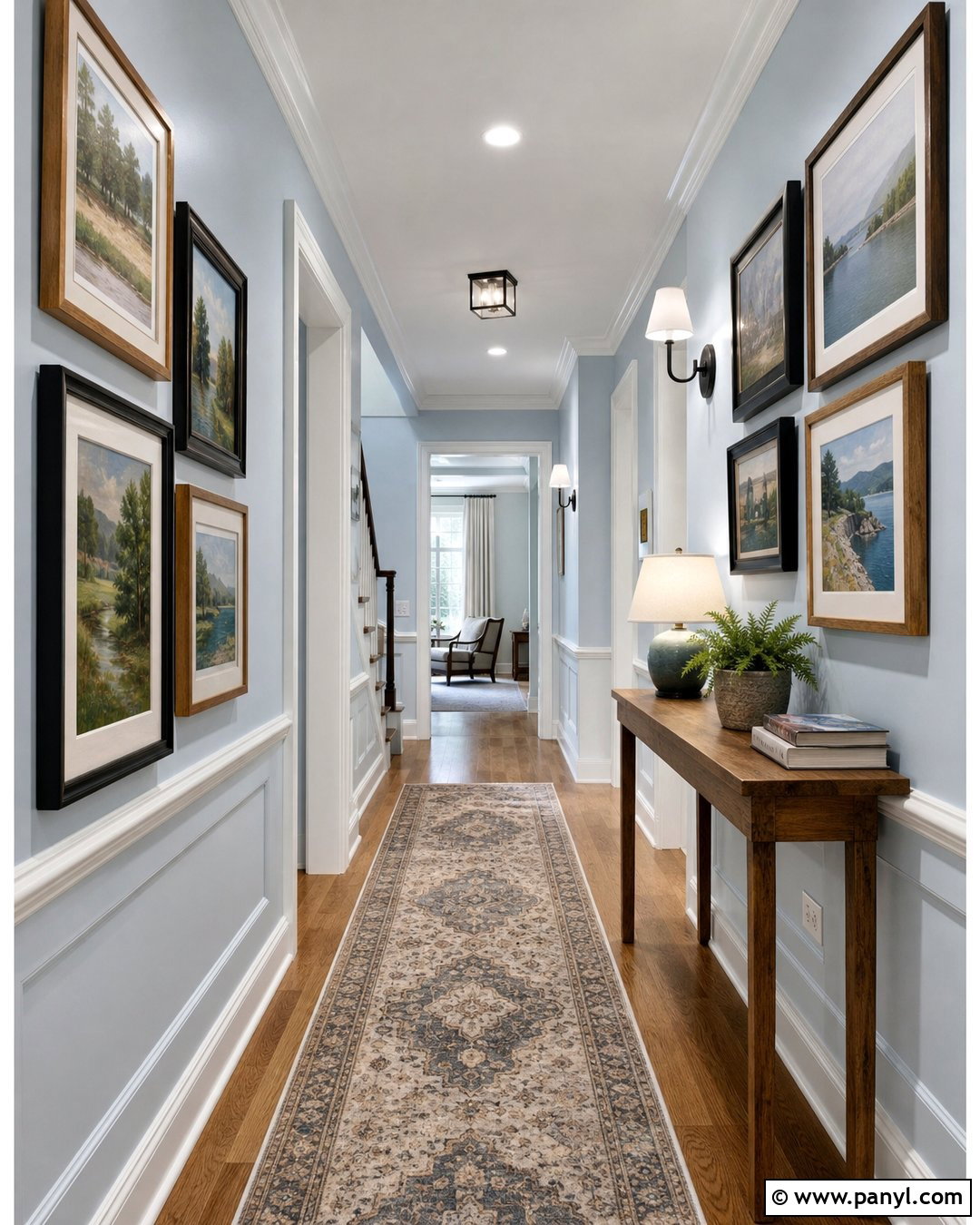 Very Light Blue Hallway Walls With Picture Frames - 20 Very Light Blue Walls
