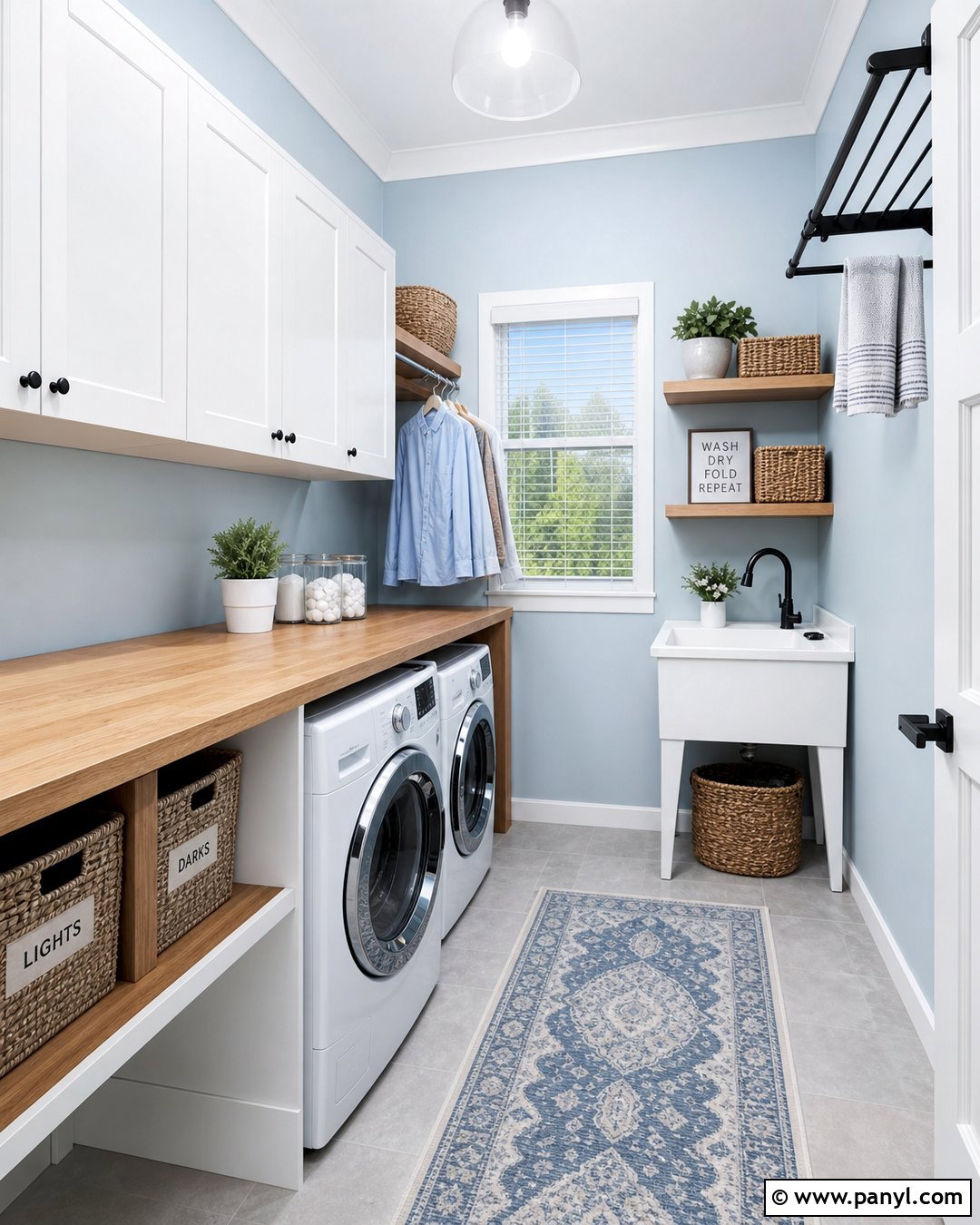 Very Light Blue Laundry Room Walls With White Storage - 20 Very Light Blue Walls