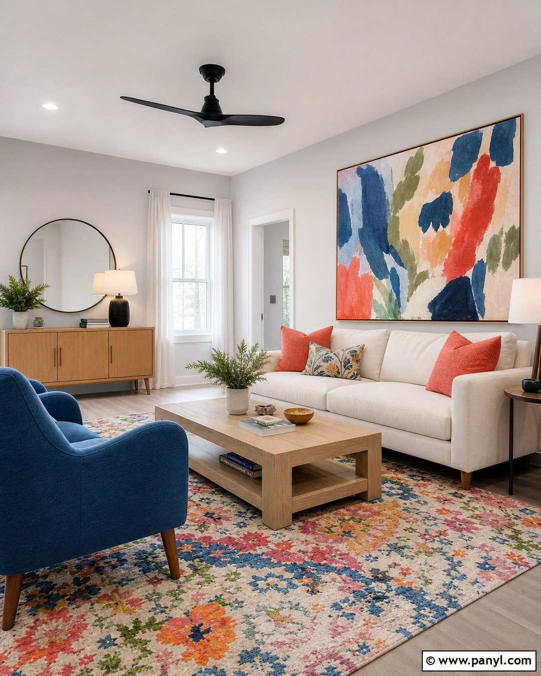Very Light Grey Walls With Colorful Art - 25 Very Light Grey Walls