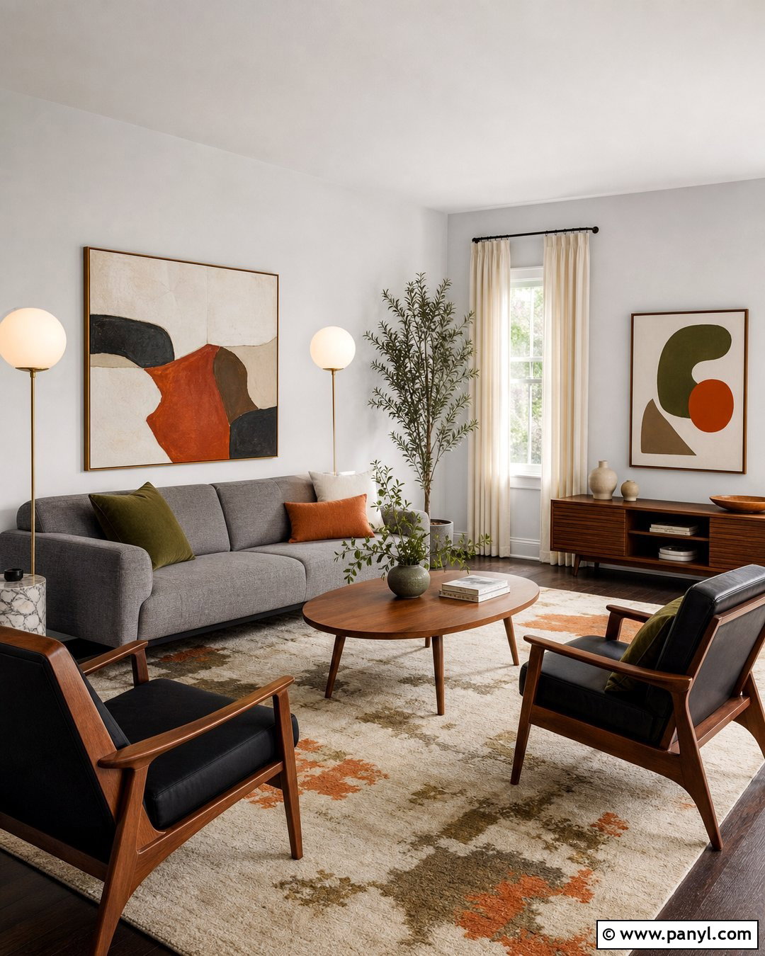 Very Light Grey Walls With Midcentury Furniture - 25 Very Light Grey Walls