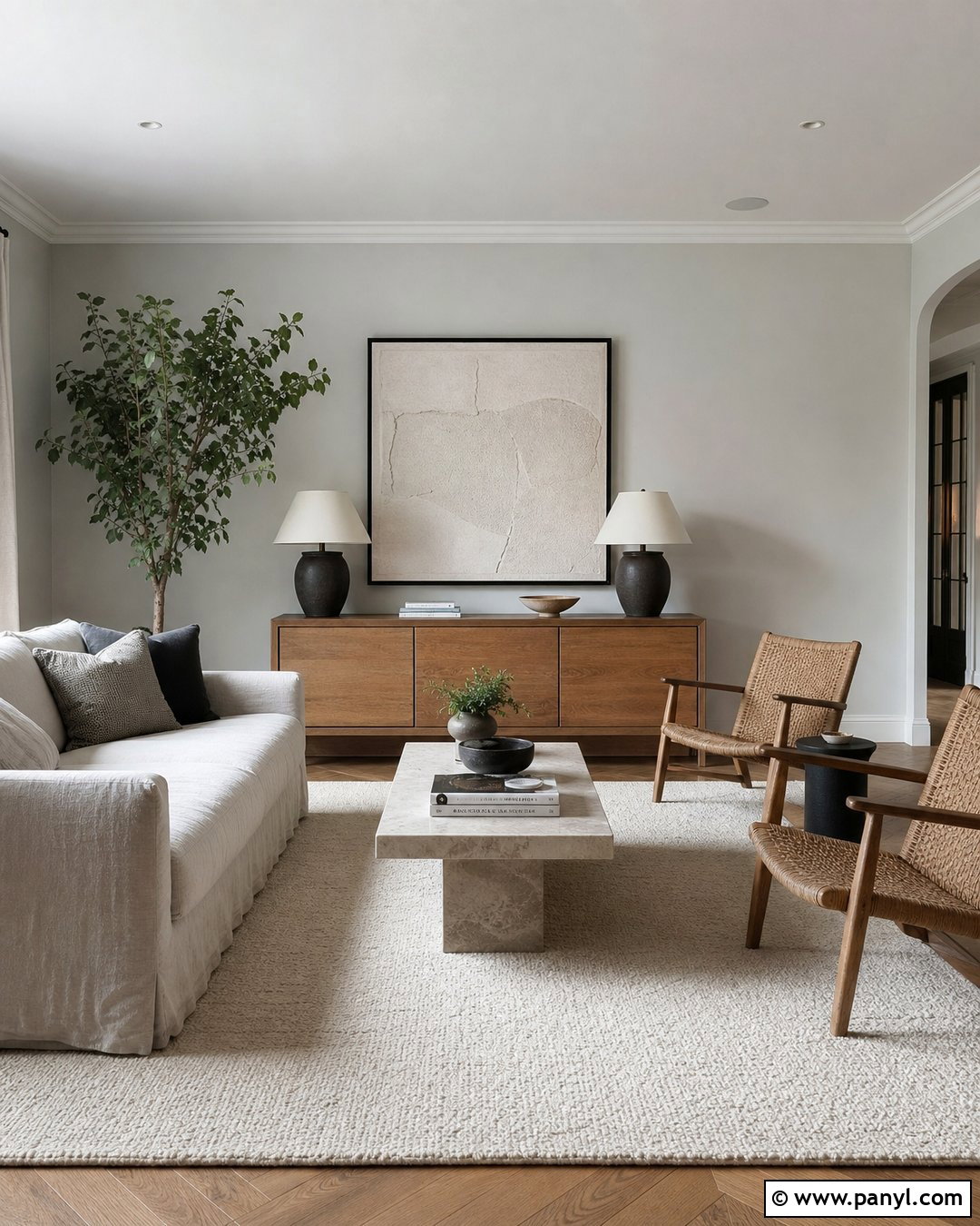 Very Light Grey Walls With Natural Linen - 25 Very Light Grey Walls