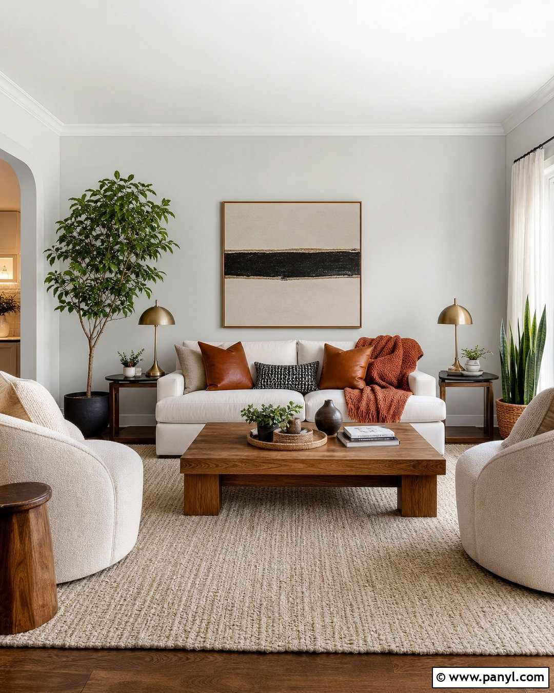 Very Light Grey Walls With Warm Wood - 25 Very Light Grey Walls