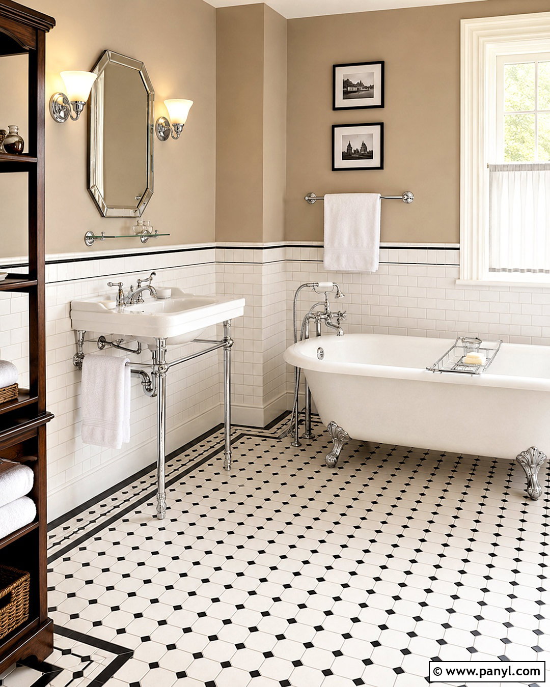 Victorian Bathroom Mosaic Tile - 20 black and white pattern tile bathroom ideas