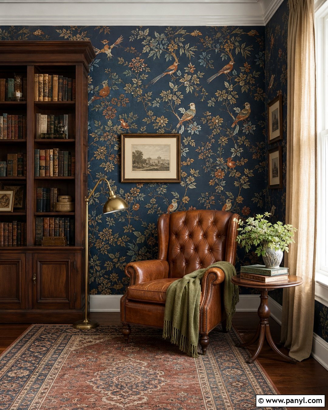 Victorian Bird Wallpaper Reading Room - 25 Victorian Home Wallpaper Ideas