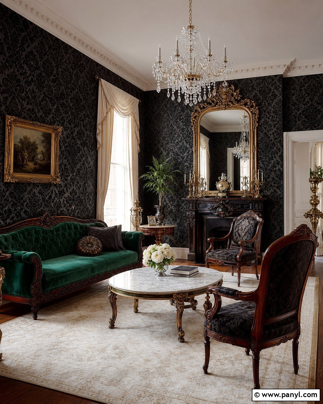 Victorian Flock Wallpaper Parlor - 25 Victorian Home Wallpaper Ideas