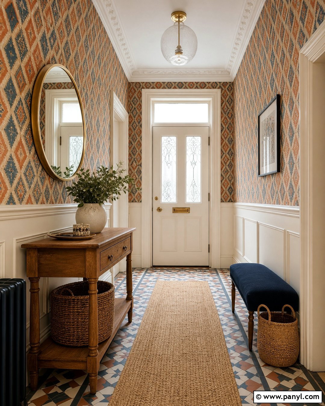 Victorian Geometric Wallpaper Foyer - 25 Victorian Home Wallpaper Ideas
