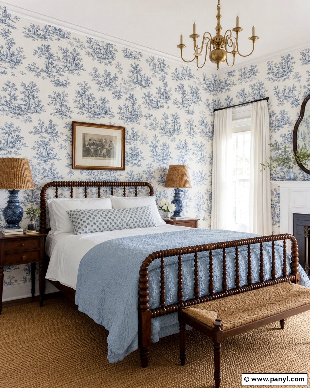 Victorian Toile Wallpaper Guest Room - 25 Victorian Home Wallpaper Ideas