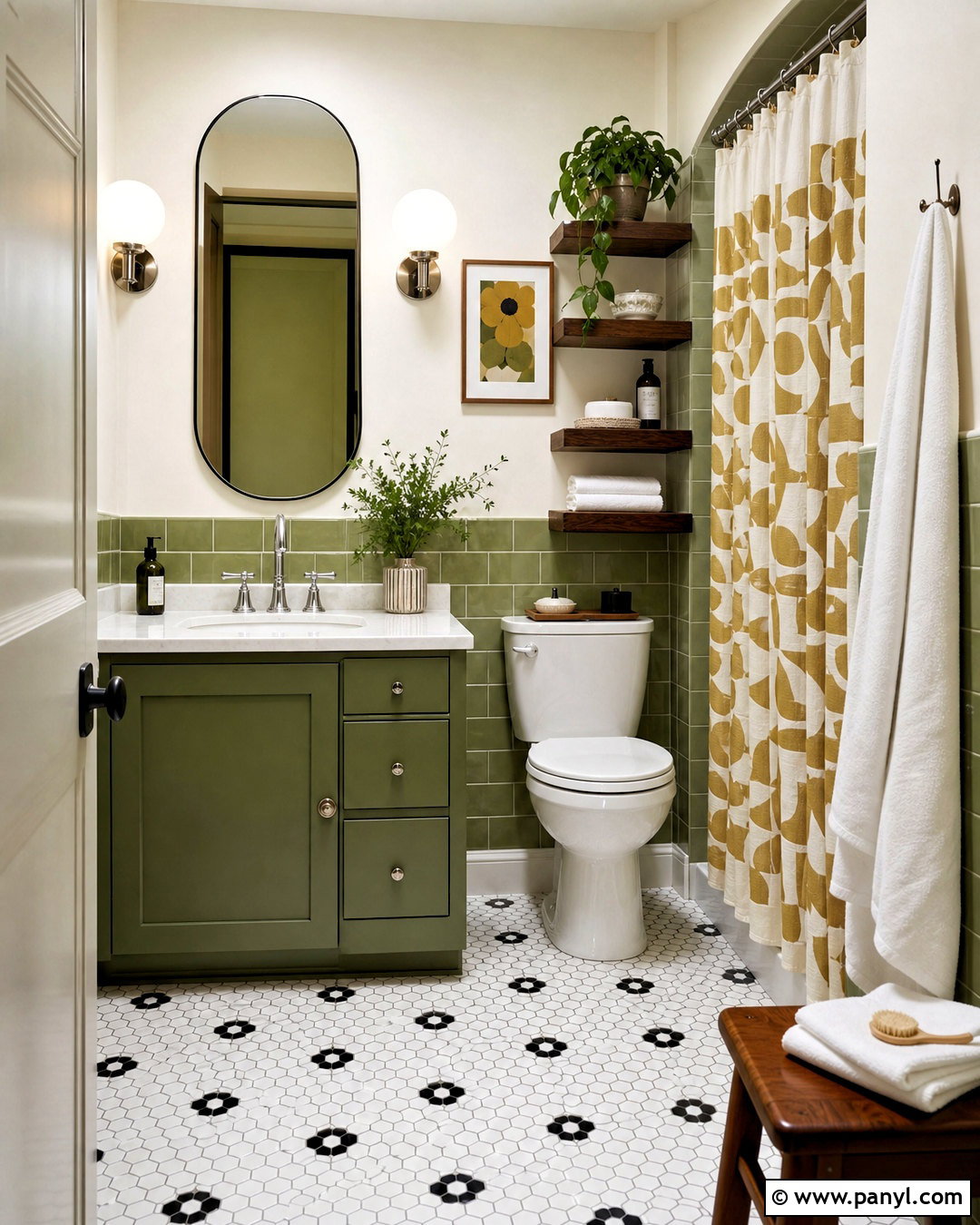 Vintage Avocado Green Bathroom - 20 green accent bathroom ideas
