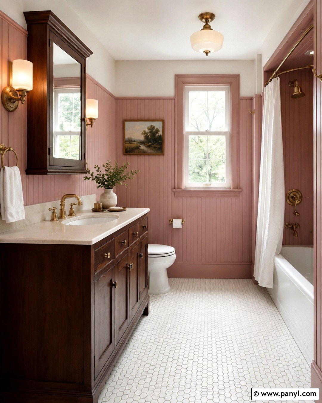 Vintage Bathroom With Dusty Pink Walls - 20 Dusty Pink Bathroom Walls
