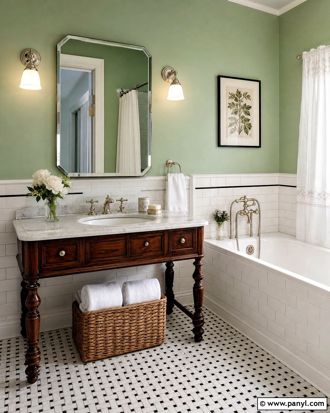Vintage Bathroom With Light Green Walls - 20 light green bathroom walls