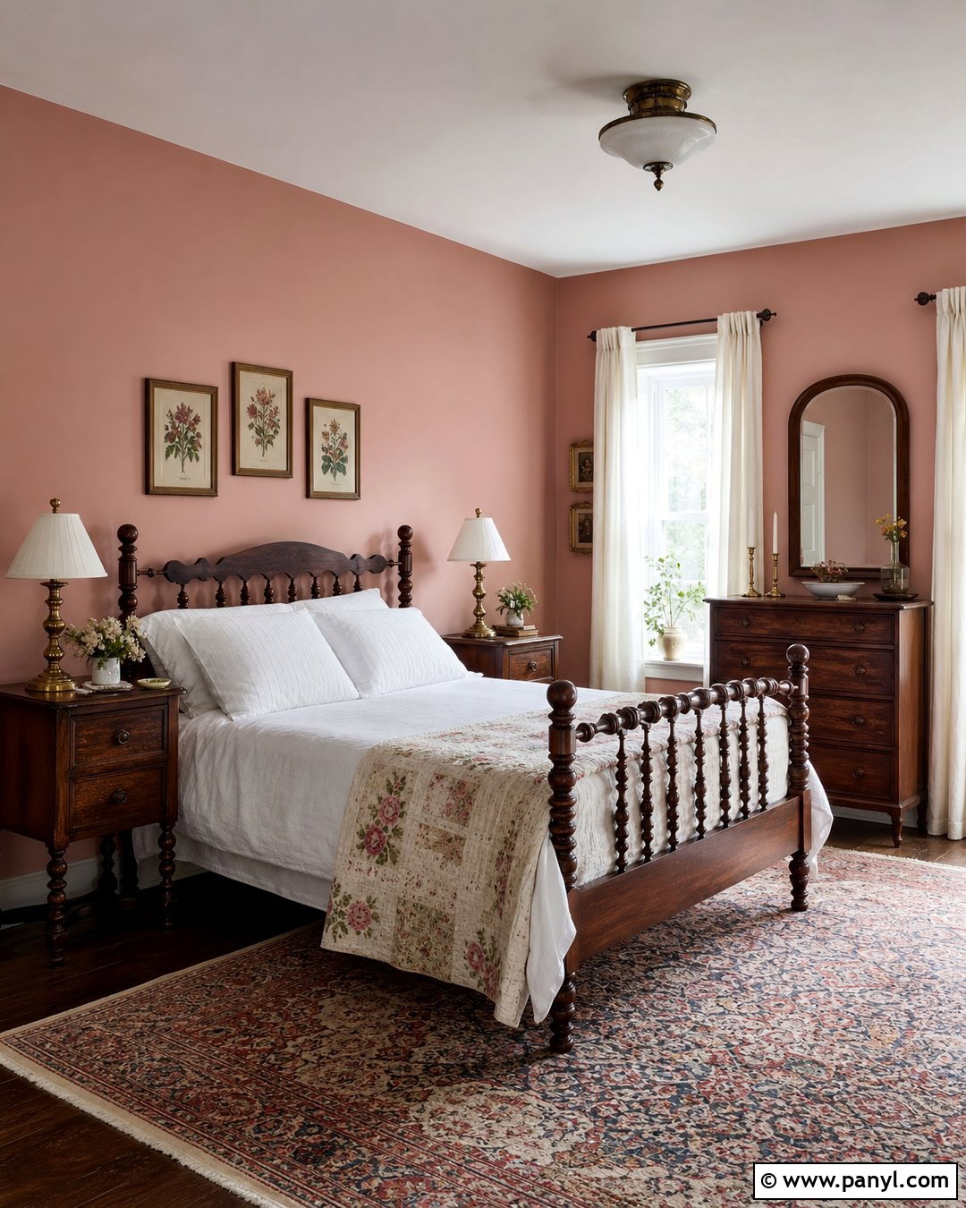 Vintage Bedroom With Blush Pink Walls - 35 Blush Pink Walls