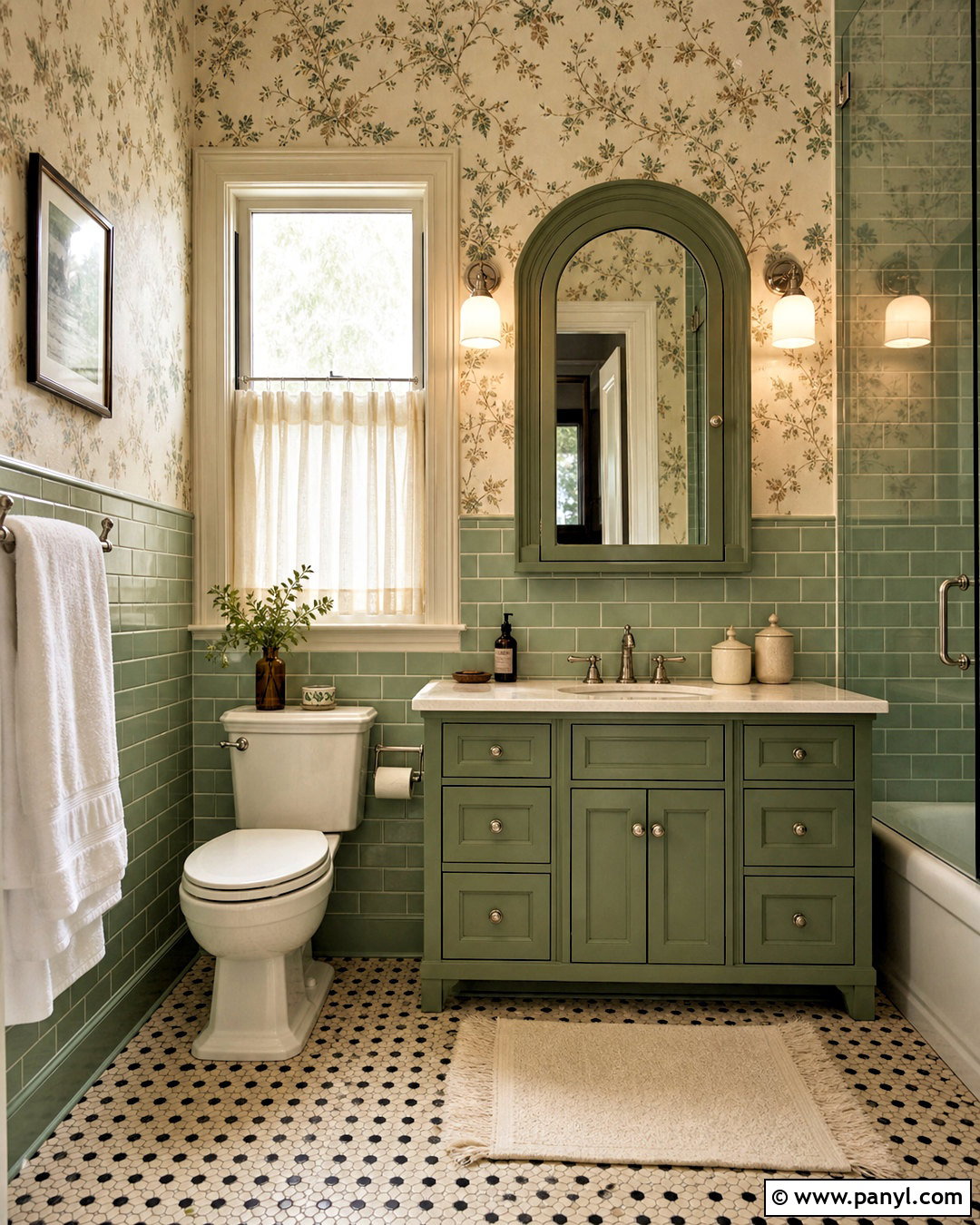 Vintage Beige and Green Bathroom - 20 beige and green bathroom ideas