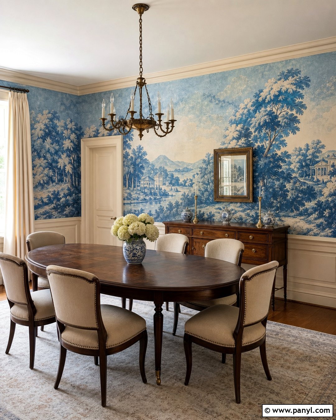 Vintage Blue Dining Room Mural - 25 Vintage Blue Wall Ideas
